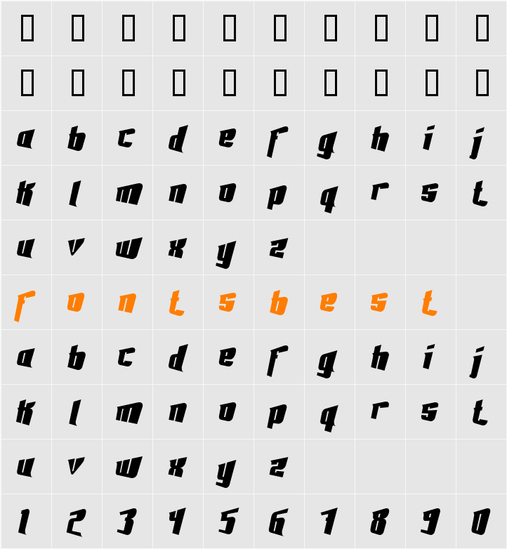 Fontovision III Character Map