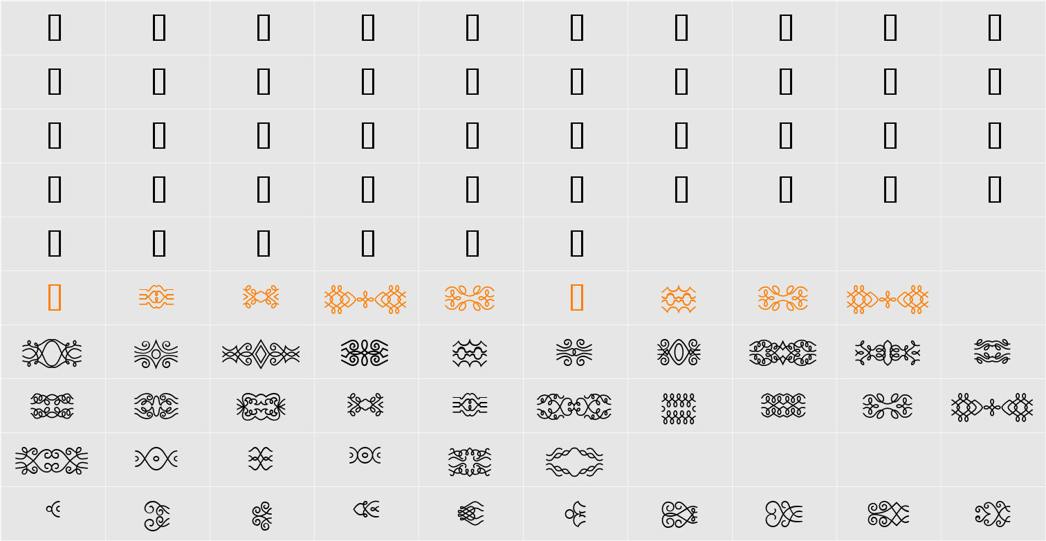scrollworks Character Map
