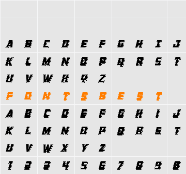 Buchanan Punch Italic Character Map