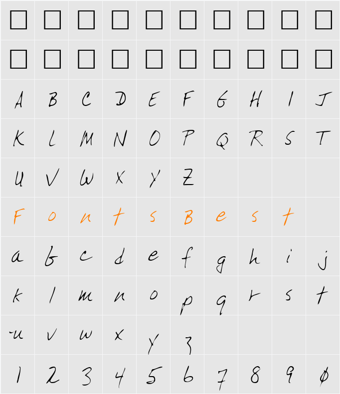 KimballsHand Character Map