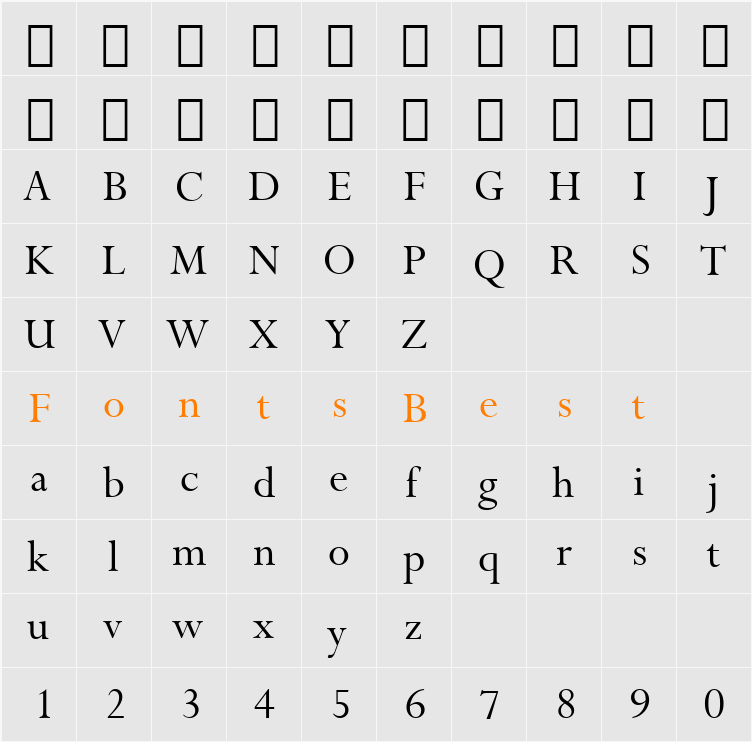 Lapidary333 BT Character Map