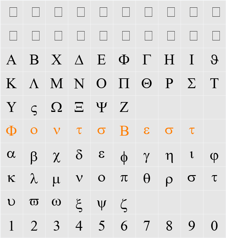 BookSymbol Character Map
