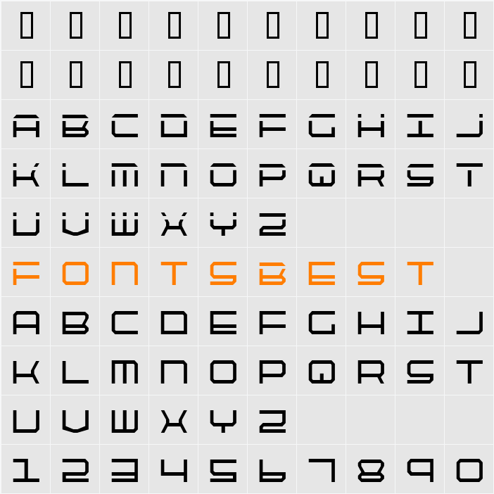 QuickTech Condensed Character Map