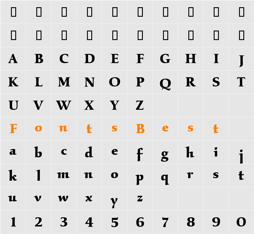 KallosITC TT Character Map