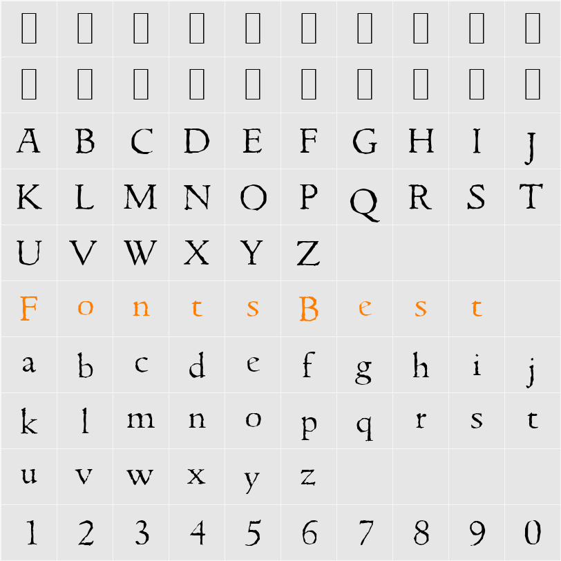 GouditaAntique-Light Character Map