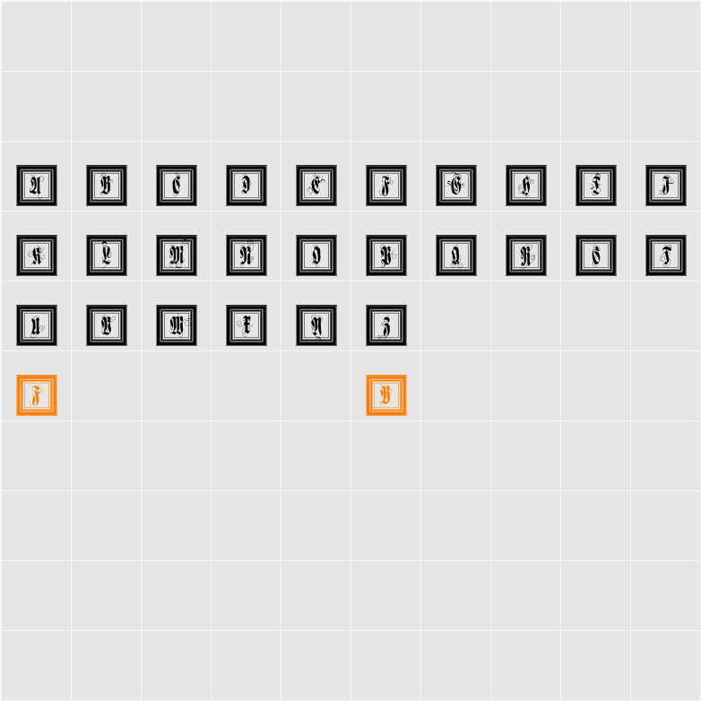 FramedFraxCaps Character Map