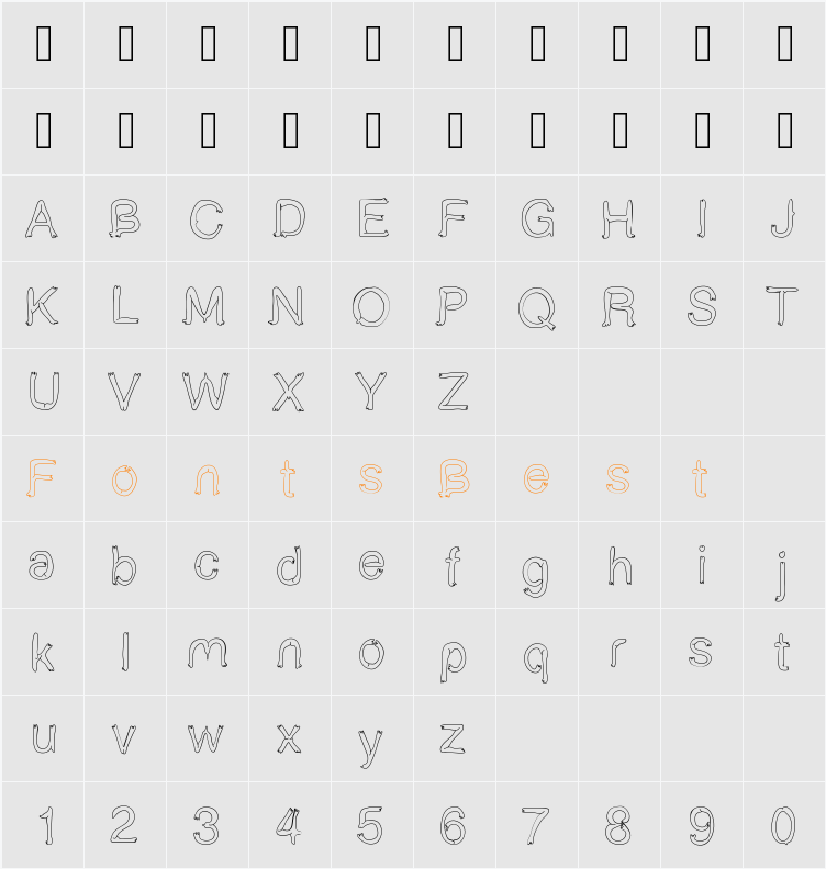 BoldStar Character Map
