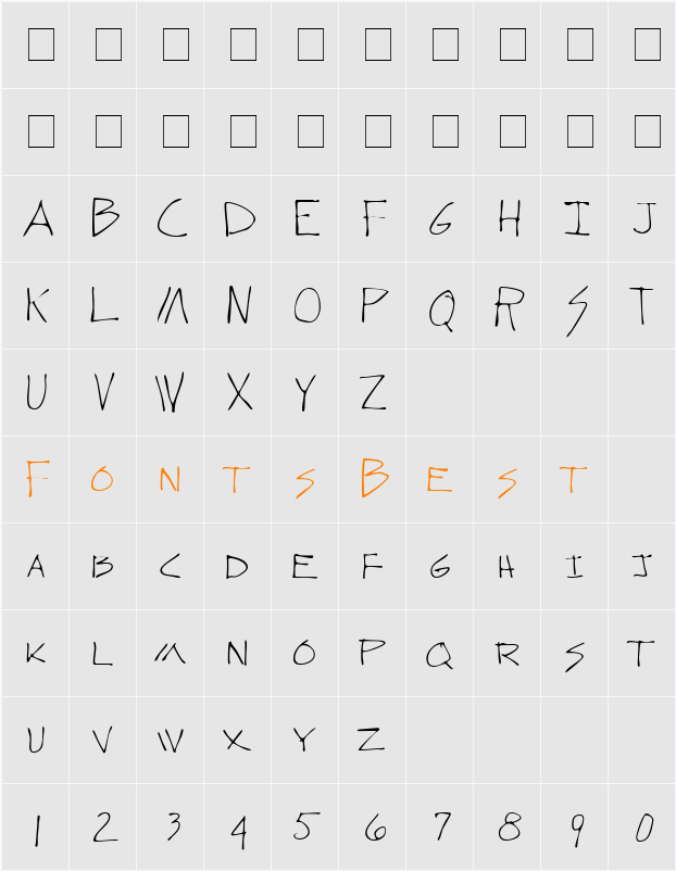 WebstersHand Character Map