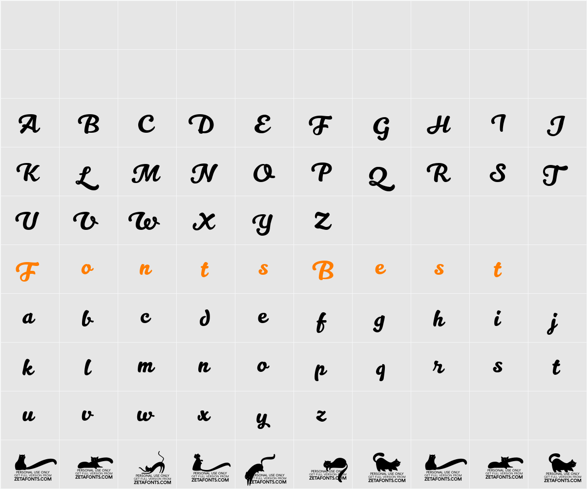 Kitten Swash Character Map