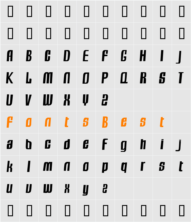 Sugar Ray Character Map