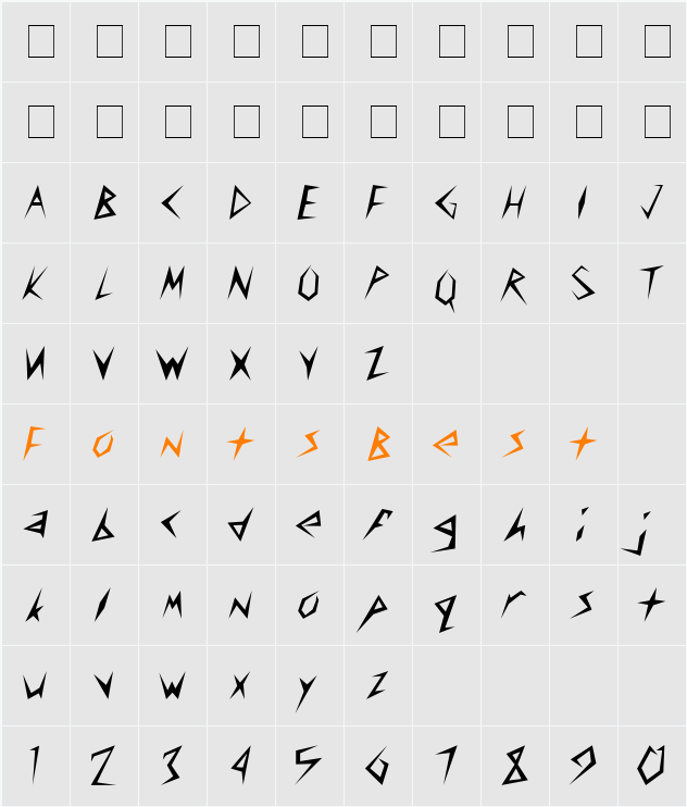 Toothpix SSi Character Map