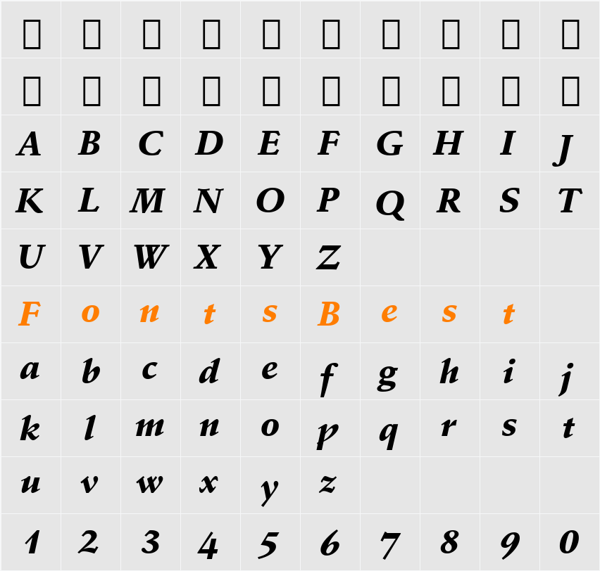 Schneidler Blk BT Character Map
