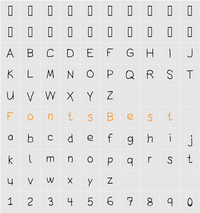Bryndan Unifont Character Map