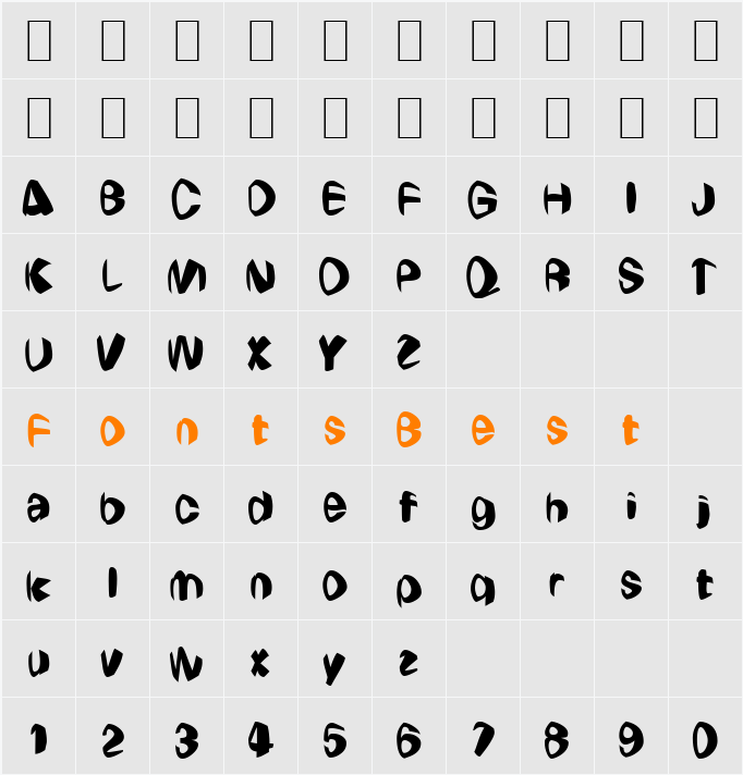 Wierdo Warp Character Map
