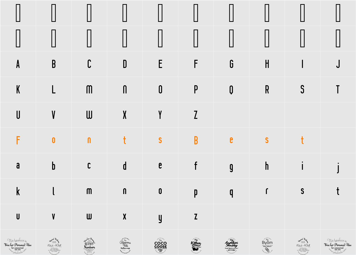 Prozak Character Map