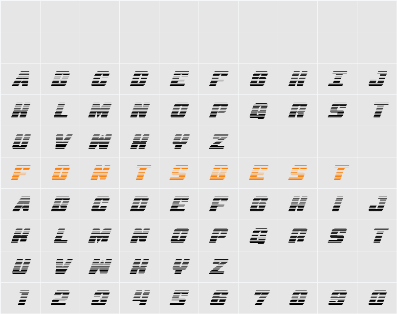 Virgin Hybrid Scanlines Character Map