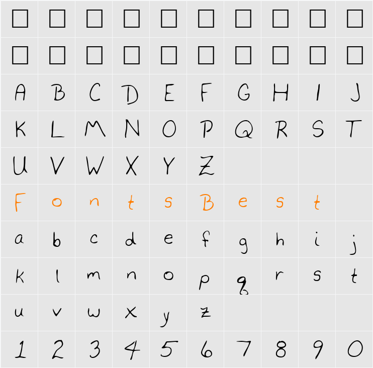 GarysHand Character Map