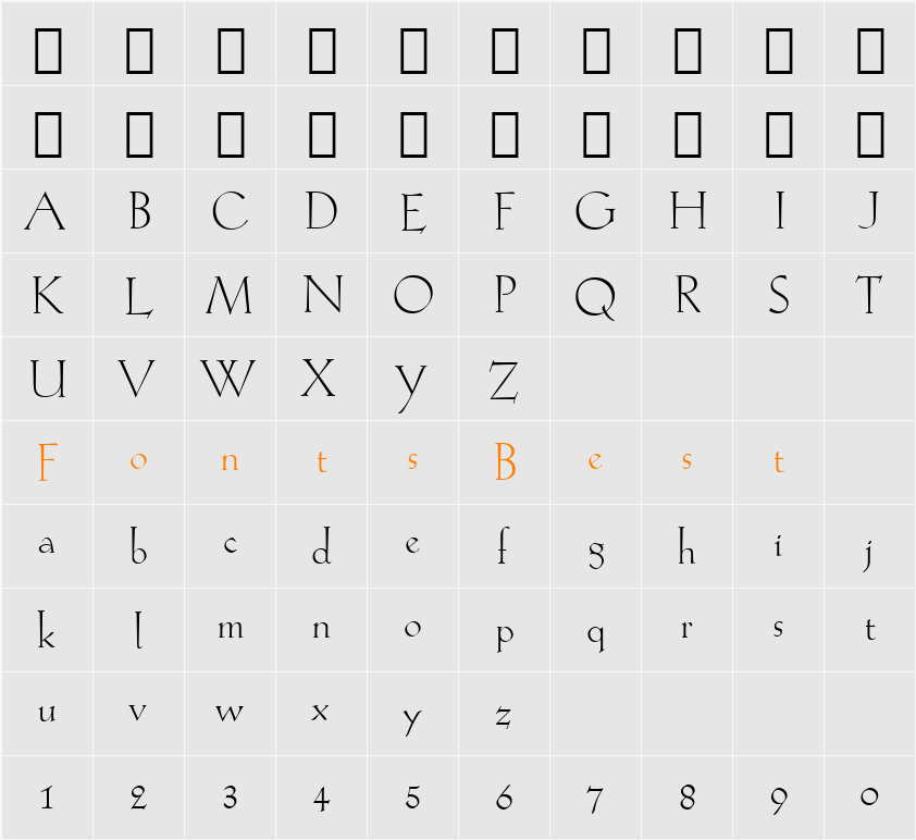 Kuenstler165 BT Character Map