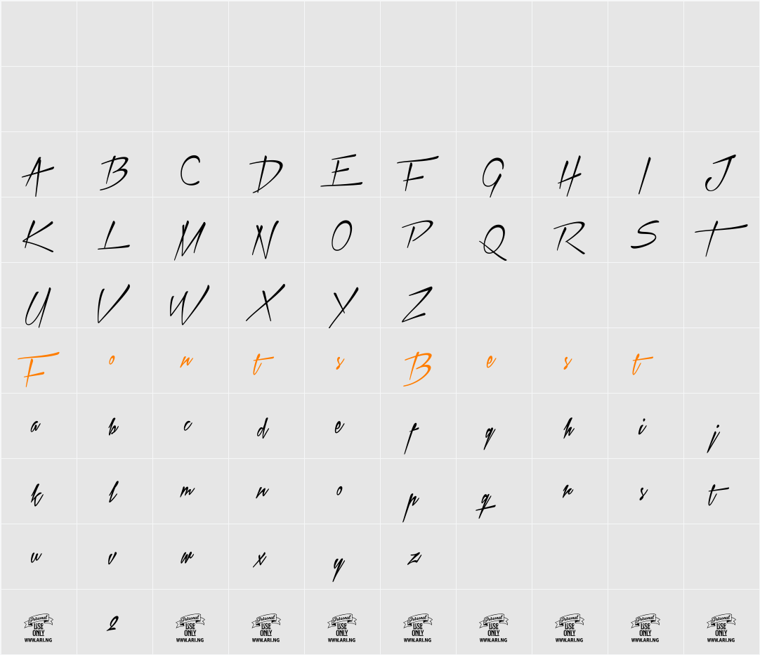 Xtreem 2 Personal Use Character Map