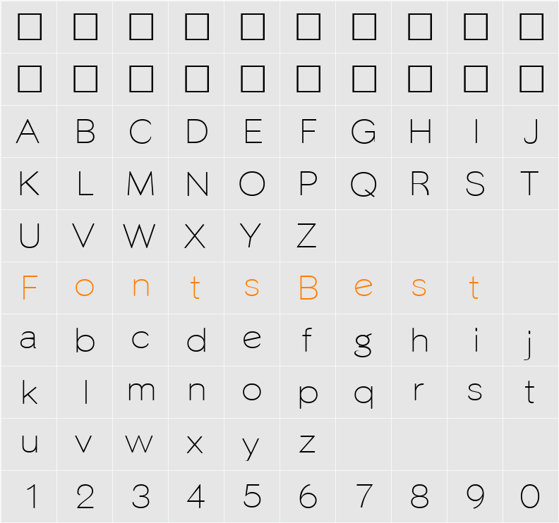 Phinster Fine Character Map