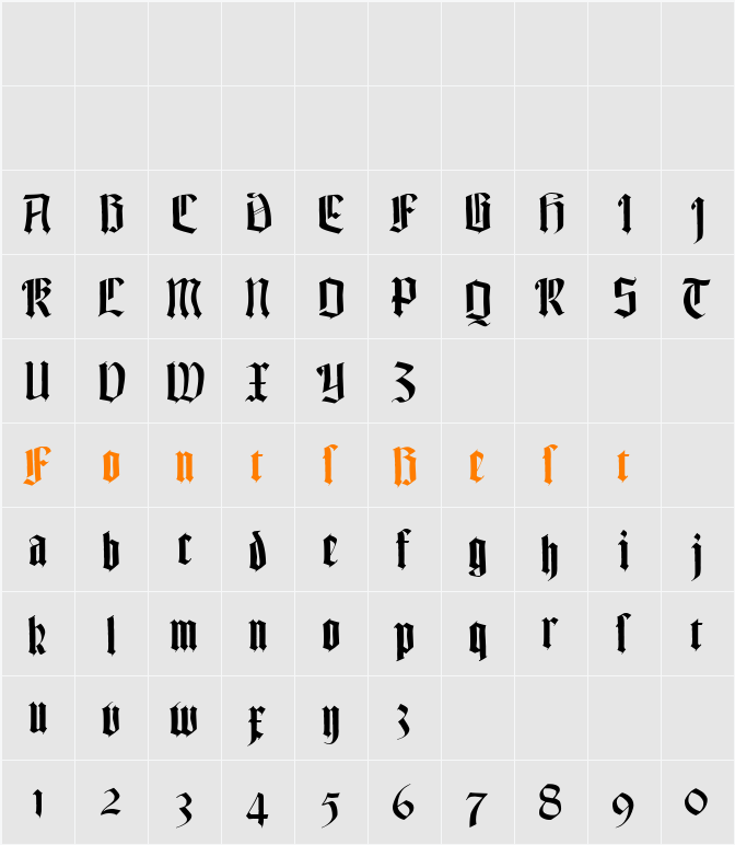 TexturGotisch LT DFR Character Map