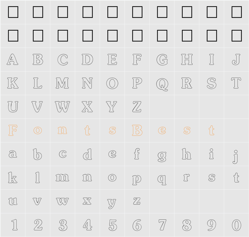 Boulevard Outline SF Character Map