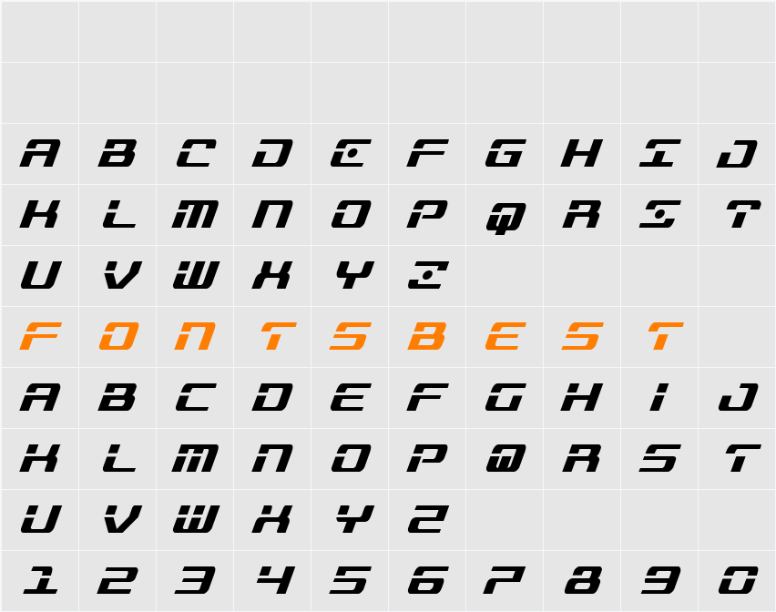 Troopers Condensed Italic Character Map