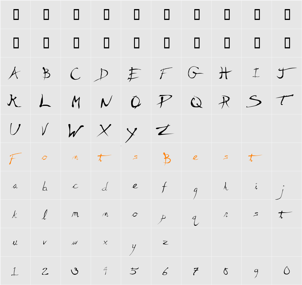 Scratchy Mess Character Map