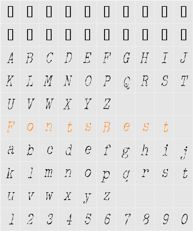 DetectiveCondensed Character Map