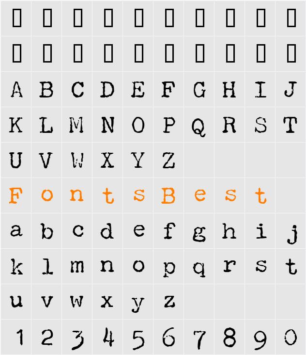 P22 Typewriter Character Map