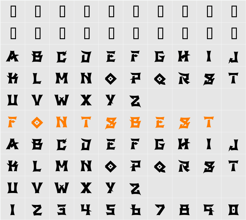 GB Shinto Character Map