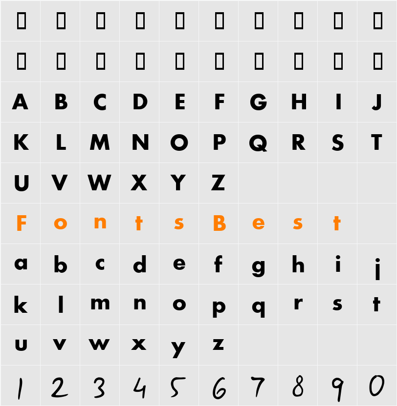 yakov narrow Character Map