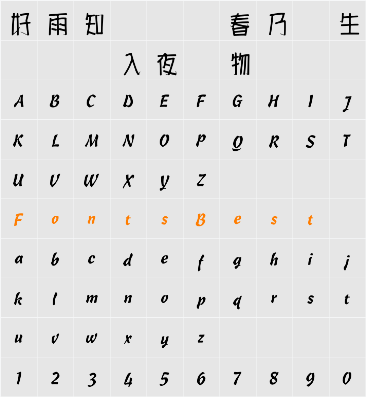 HanWangChenPop Character Map