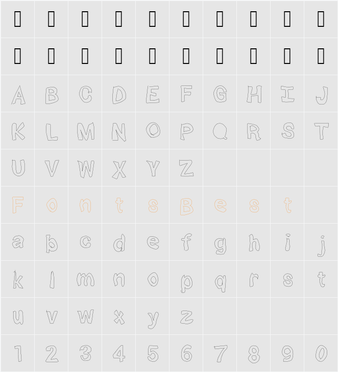 Squibbles Character Map