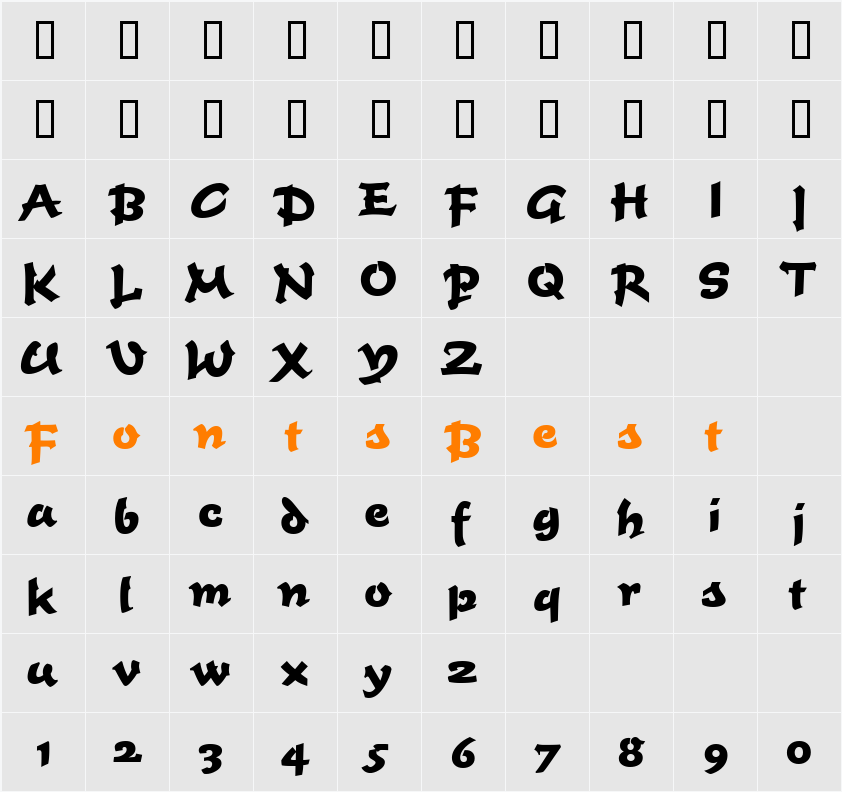 Time Bold Character Map