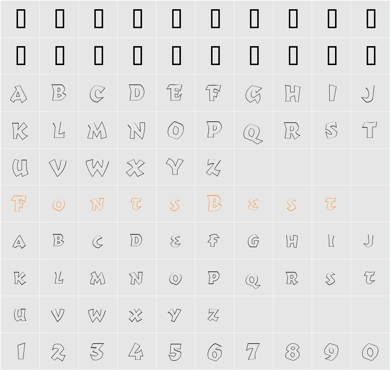 RomulusOutline Character Map