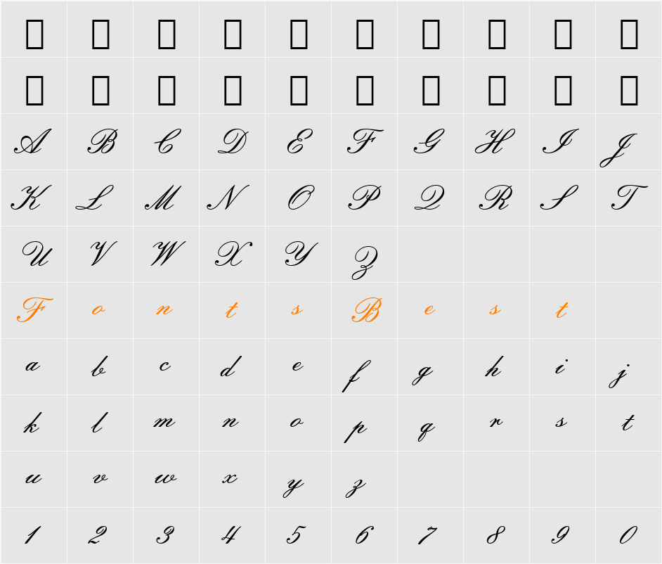 Embassy BT Character Map