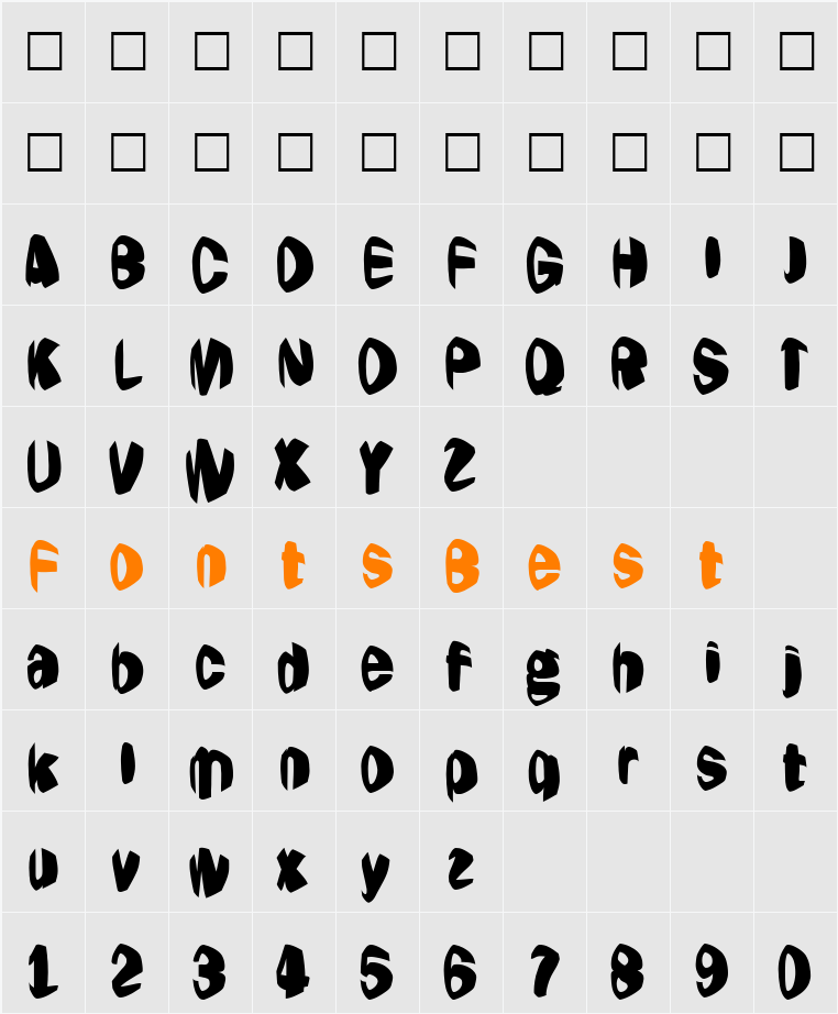 Jestering Character Map