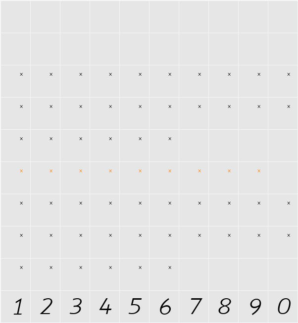 ShinnLightItalicTab Character Map