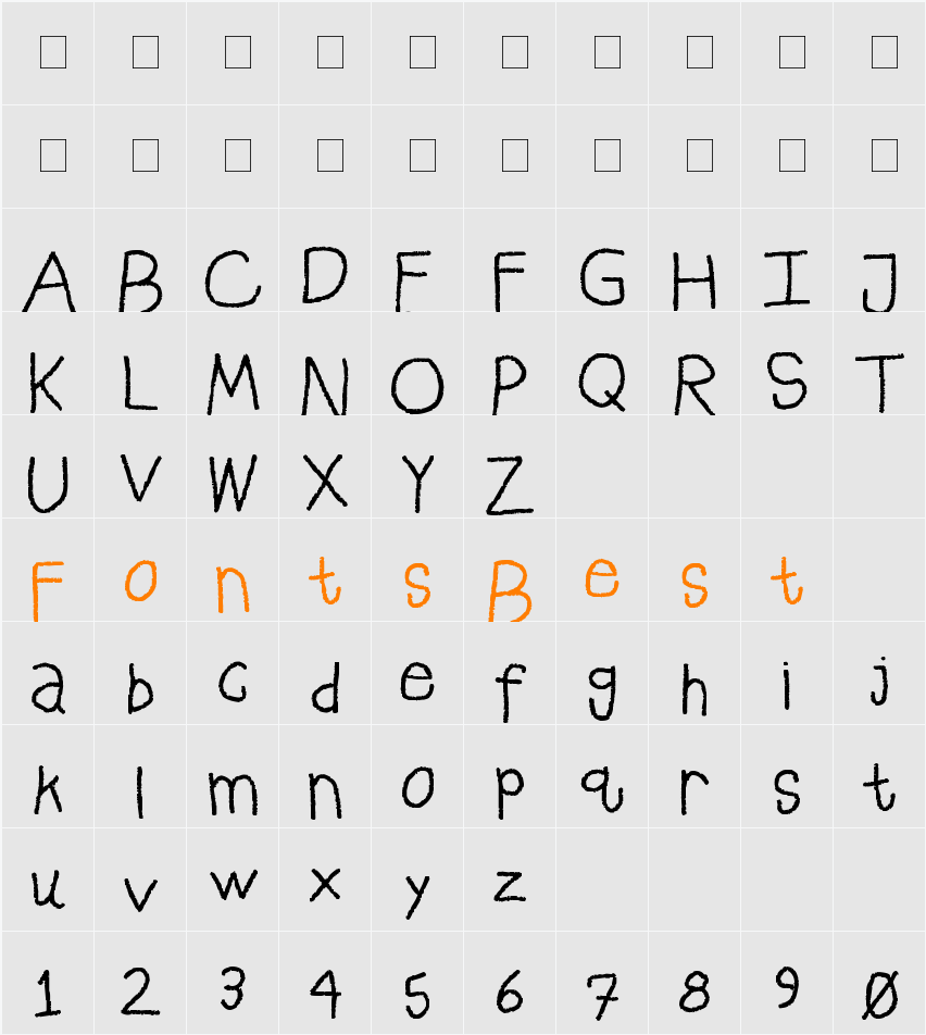 pastelfont Character Map