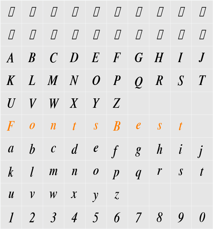 Xerox Serif Narrow Character Map