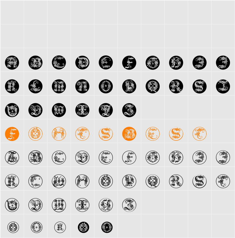 OrnamentalInitialButtons Character Map
