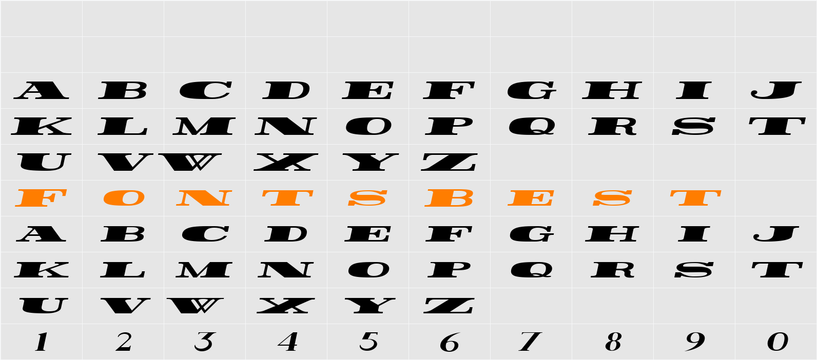 Rider Widest Character Map