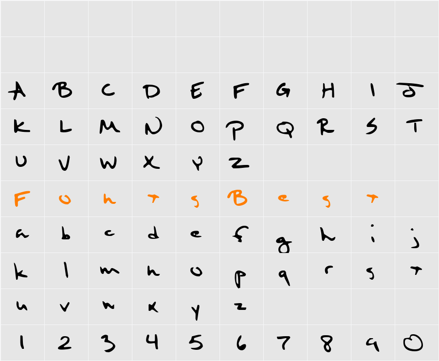 Sixth Kristen Squirt Character Map