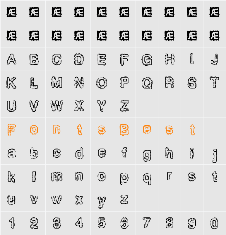 Pixel Krud BRK Character Map