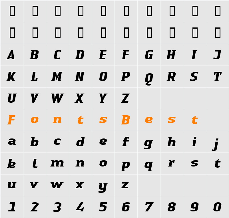 LTAuthenticSmallSerif Character Map