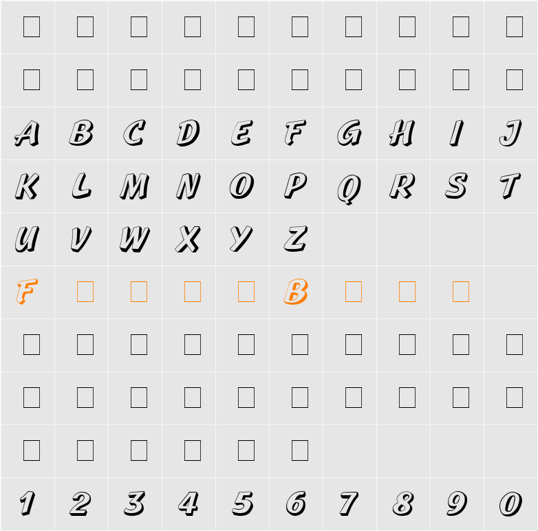 Boya Display Caps SSi Character Map