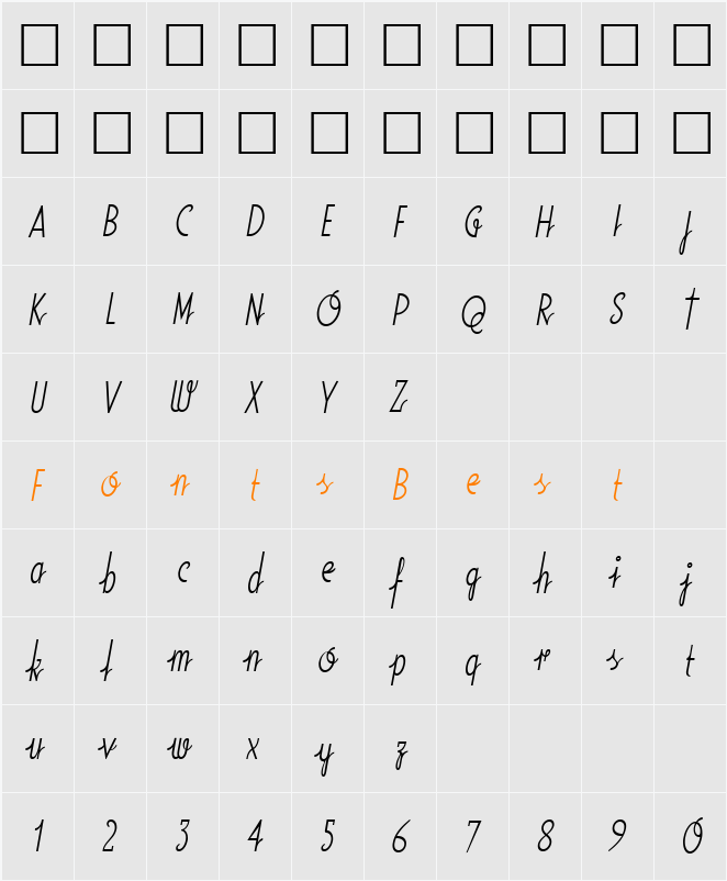 SodaScriptLight Character Map