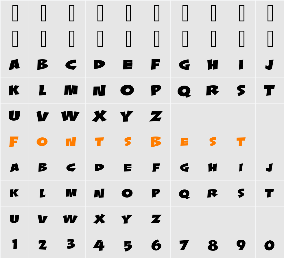 LHF Splash Character Map