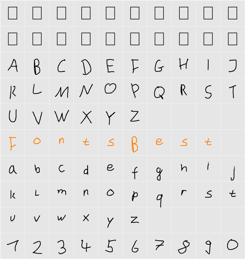 dustinhofont_beta Character Map